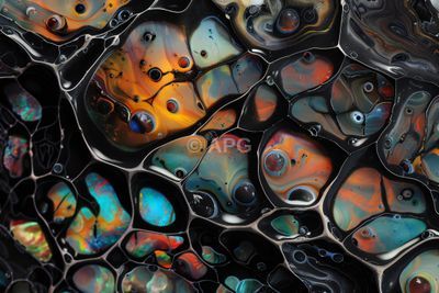 Abstrakte Zellstruktur: Opaleszierende Fluiddynamik